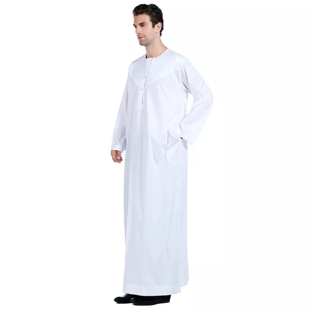 Muslim wear men jalabiya white robe Men Thobe Abaya Jalabiya Djellaba Caftan